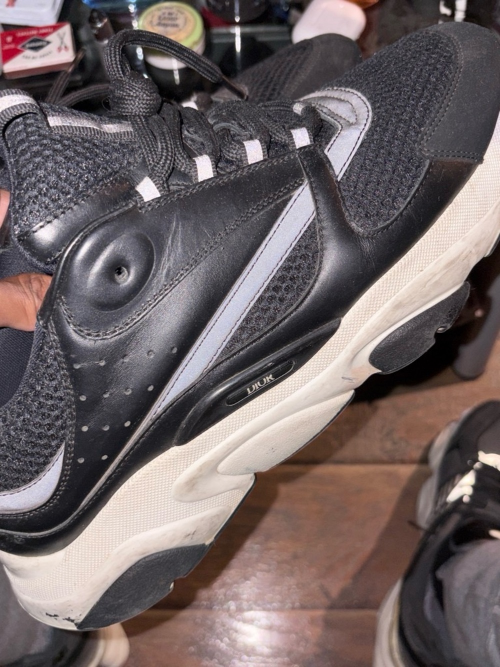 Dior Men’s Black and White Chunky Leather & Mesh Sneakers